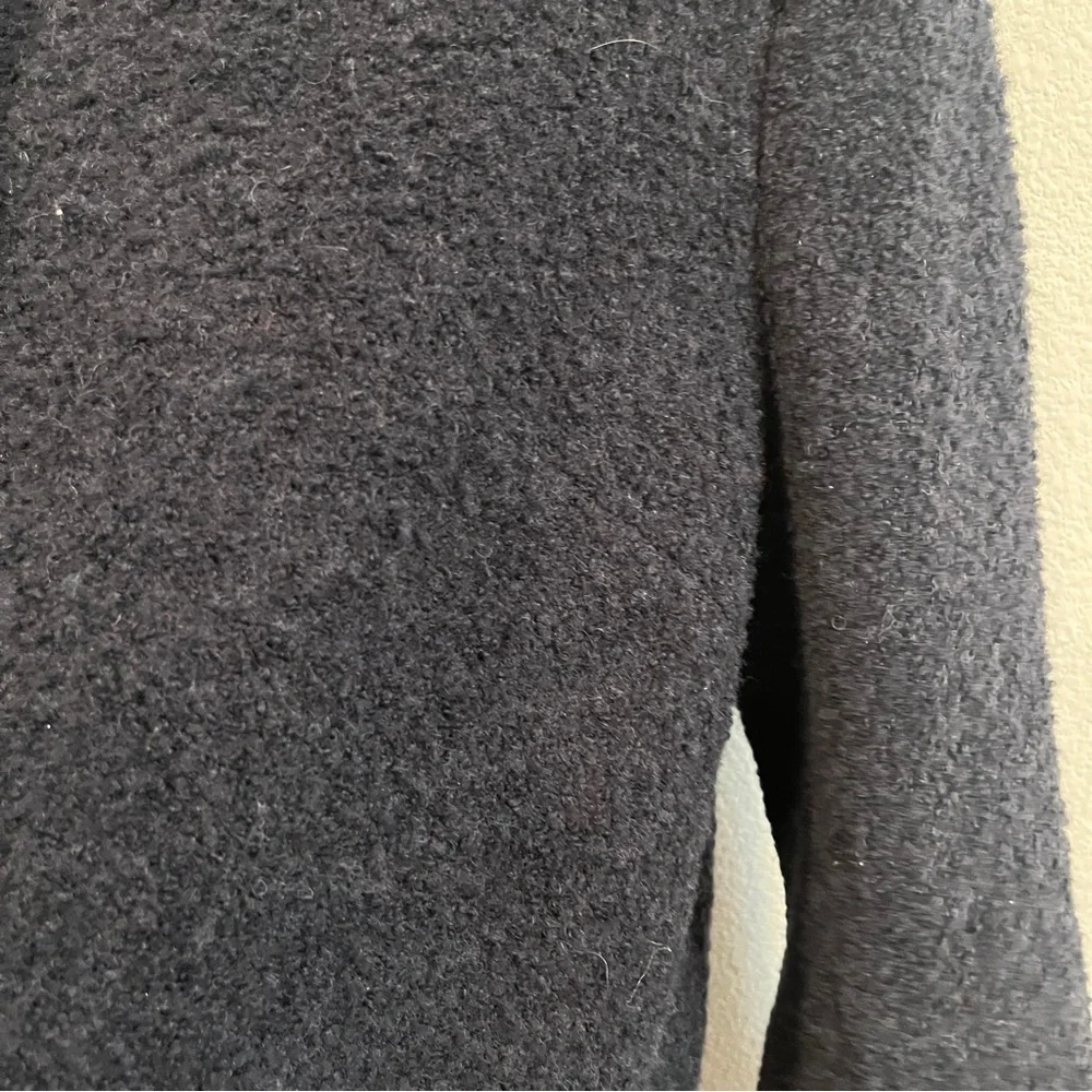 Boden size 8 navy blue boucle soft hooded long line jacket women’s lined
